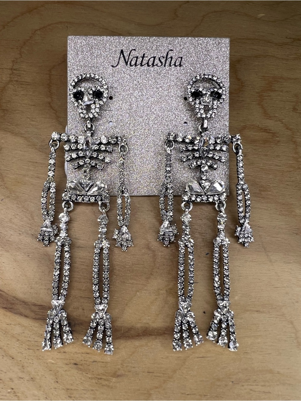 Natasha Rhinestone Skeleton Drop Earrings NWT